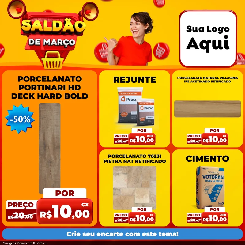 Modelo de Rede Social para Feed Facebook com o tema Saldão de Março para Pisos e revestimentos