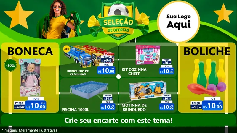 Modelo de TV para TV Horizontal com o tema Seleção de Ofertas - Copa para Brinquedos