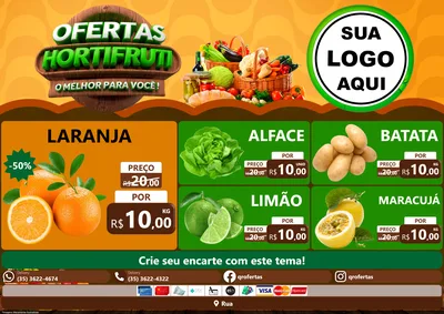 Modelo de Encarte para Encarte A4 Horizontal com o tema Ofertas Hortifruti - O Melhor Para Você! para Hortifrúti
