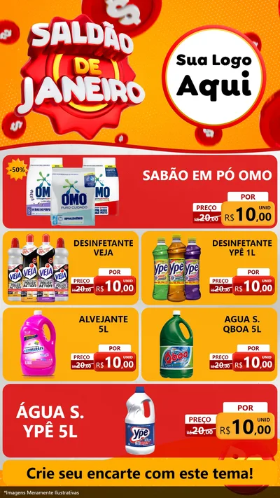 Modelo de TV para TV Vertical com o tema Saldão de Janeiro para Produtos de Limpeza