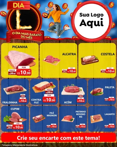 Modelo de Rede Social para Feed Instagram com o tema Dia L - O Dia Mais Barato Do Mês para Açougue