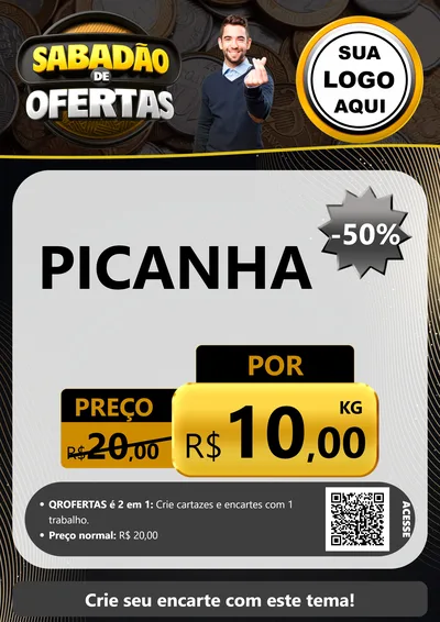 Modelo de Cartaz para Cartaz A4 Vertical com o tema Sabadão de Ofertas para Açougue