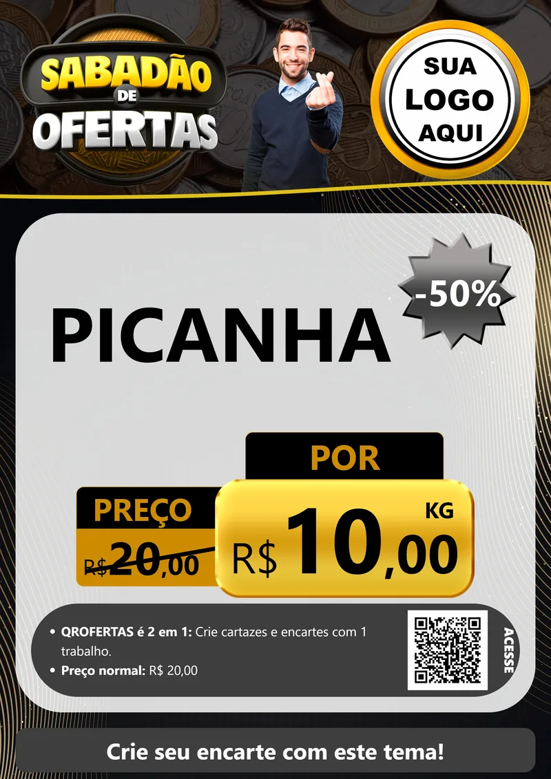 Modelo de Cartaz para Cartaz A4 Vertical com o tema Sabadão de Ofertas para Açougue