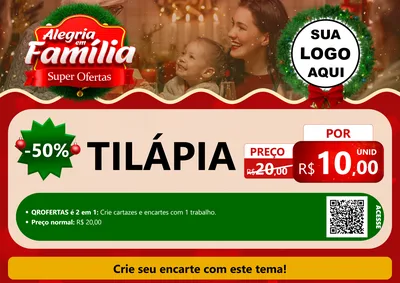 Modelo de Cartaz para Cartaz A4 Horizontal com o tema Alegria Em Família - Super Ofertas para Peixaria