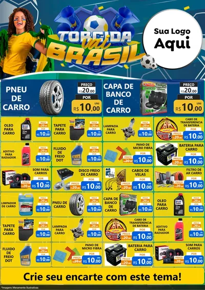 Modelo de Encarte para Encarte A4 Vertical com o tema Torcida Vai Brasil - Copa para Auto peças