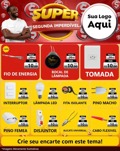Modelo de Rede Social para Feed Instagram com o tema Super Segunda Imperdível para Materiais Elétricos