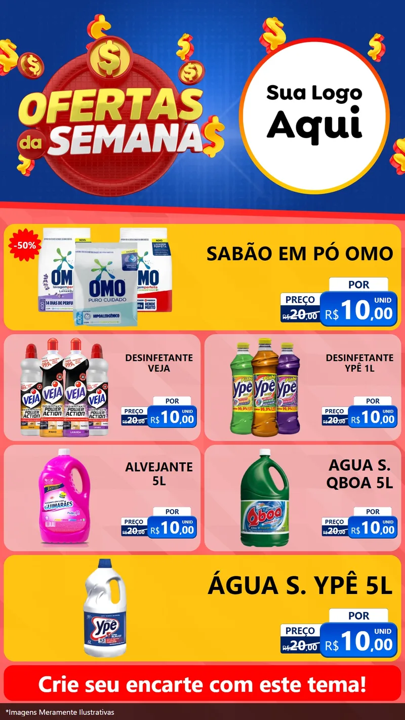 Modelo de TV para TV Vertical com o tema Ofertas Da Semana para Produtos de Limpeza