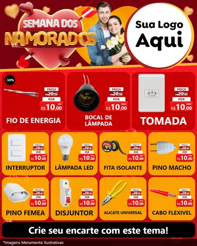 Modelo de Rede Social para Feed Instagram com o tema Semana dos Namorados para Materiais Elétricos