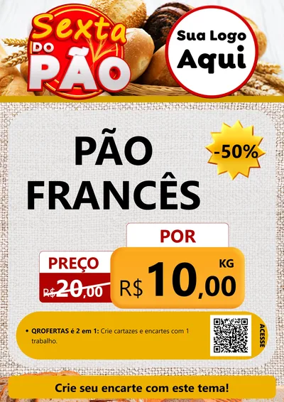 Modelo de Cartaz para Cartaz A4 Vertical com o tema Sexta do Pão para Padaria