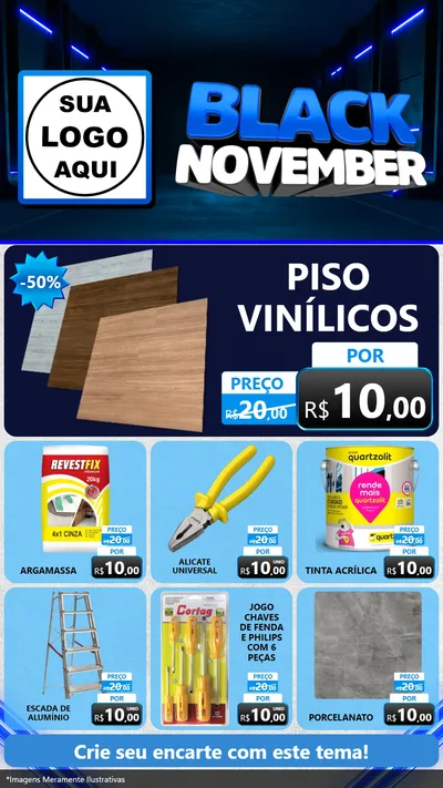Modelo de Rede Social para Stories com o tema Black November para Material para Construção