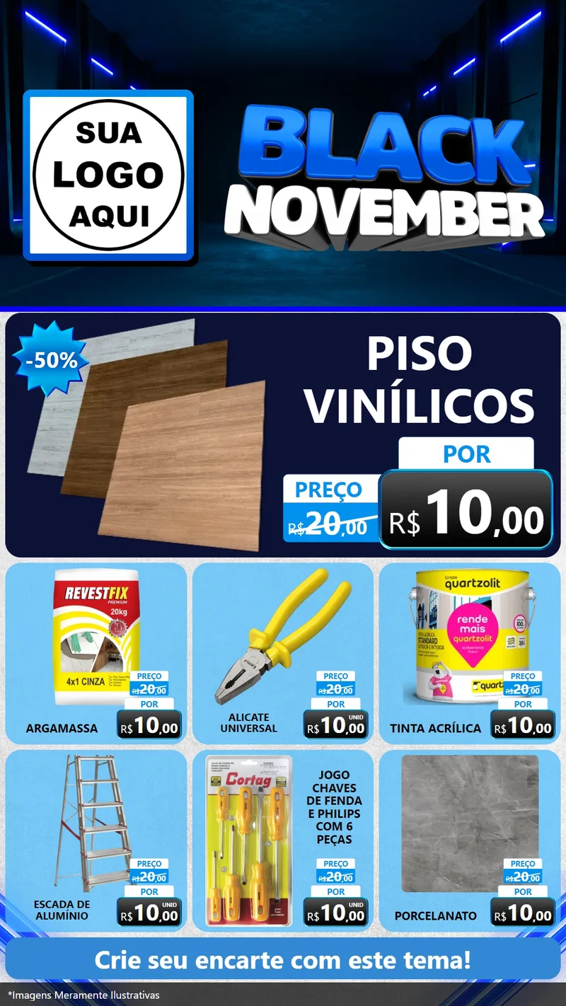 Modelo de Rede Social para Stories com o tema Black November para Material para Construção