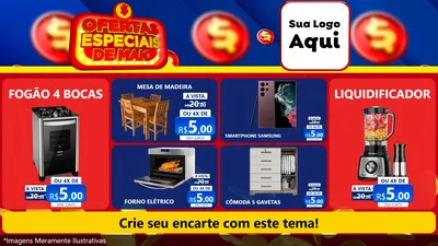 Modelo de TV para TV Horizontal com o tema Ofertas Especiais de Maio para Móveis e Eletro