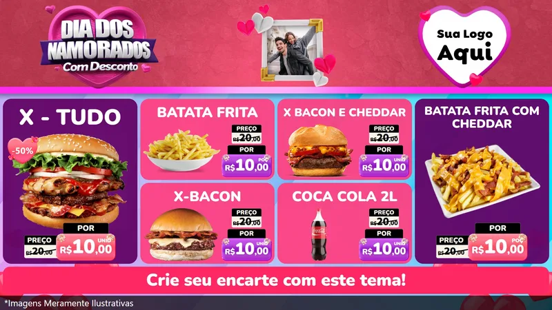 Modelo de TV para TV Horizontal com o tema Dia Dos Namorados Com Desconto para Hamburgueria
