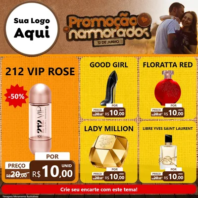 Modelo de Rede Social para Feed Facebook com o tema Promoção Namorados para Perfumes