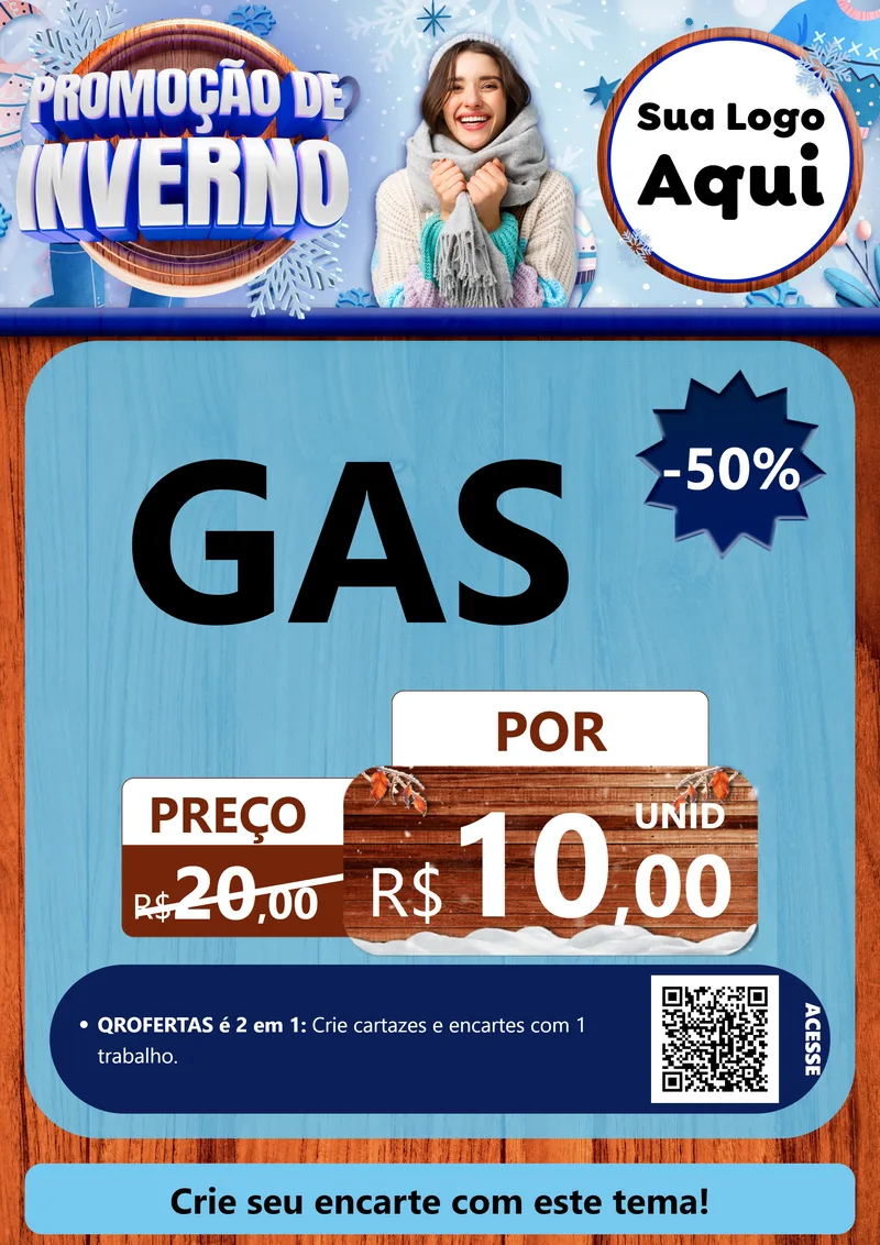 Modelo de Cartaz para Cartaz A4 Vertical com o tema Promoção de Inverno para Água e gás