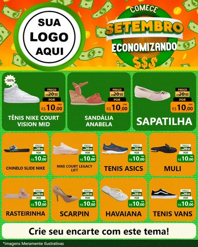 Modelo de Rede Social para Feed Instagram com o tema Comece Setembro Economizando para Calçados