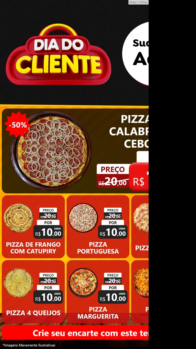 Modelo de Rede Social para Stories com o tema Dia do Cliente para Pizzaria