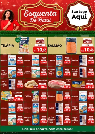 Modelo de Encarte para Encarte A4 Vertical com o tema Esquenta de Natal para Peixaria
