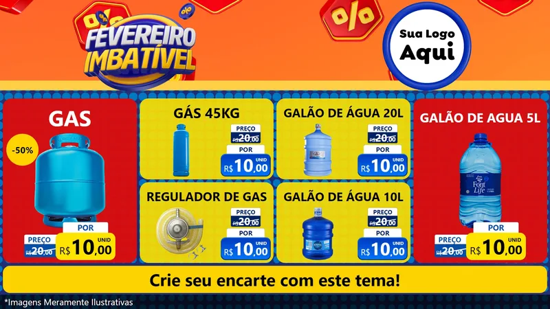 Modelo de TV para TV Horizontal com o tema Fevereiro Imbatível para Água e gás