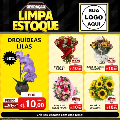 Modelo de Rede Social para Feed Facebook com o tema Operação Limpa Estoque para Floricultura e jardim