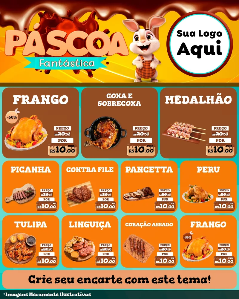 Modelo de Rede Social para Feed Instagram com o tema Páscoa Fantástica para Assados