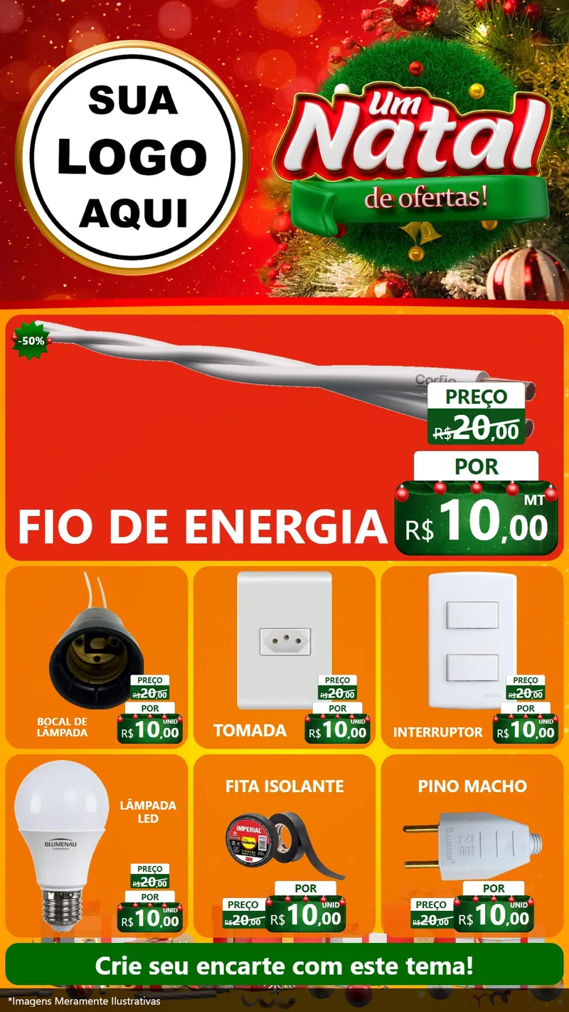 Modelo de Rede Social para Stories com o tema Um Natal de Ofertas para Materiais Elétricos