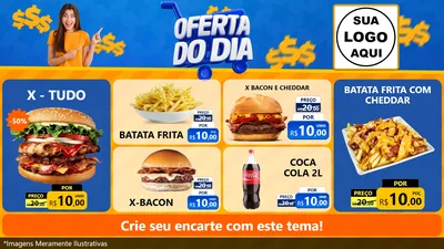 Modelo de TV para TV Horizontal com o tema Oferta do Dia para Hamburgueria