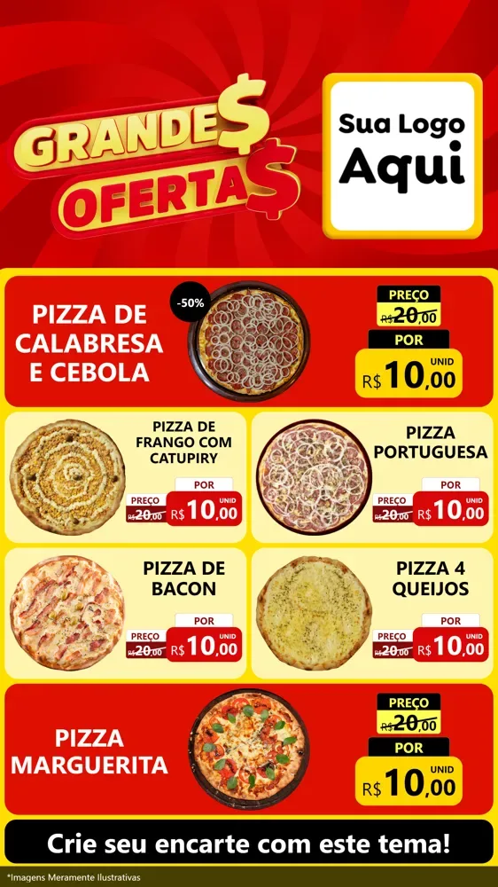 Modelo de TV para TV Vertical com o tema Grandes Ofertas para Pizzaria