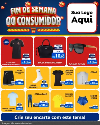Modelo de Rede Social para Feed Instagram com o tema Fim de Semana do Consumidor para Roupas e acessórios