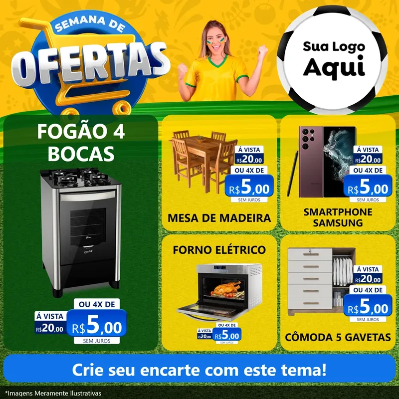 Modelo de Rede Social para Feed Facebook com o tema Semana de Ofertas - Copa para Móveis e Eletro