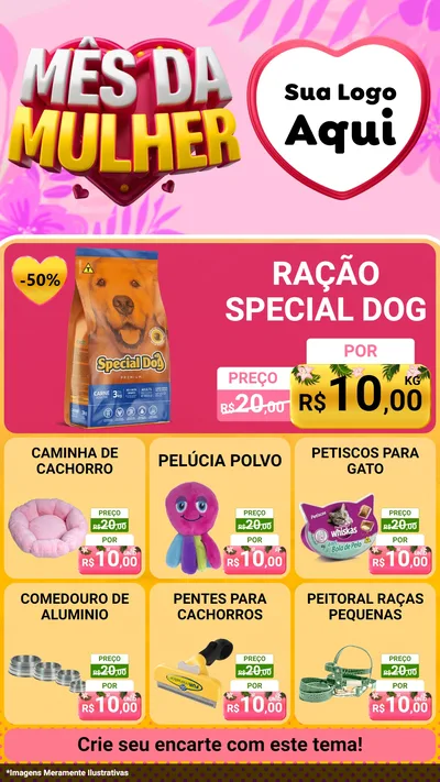 Modelo de Rede Social para Stories com o tema Mês da Mulher para Pet Shop