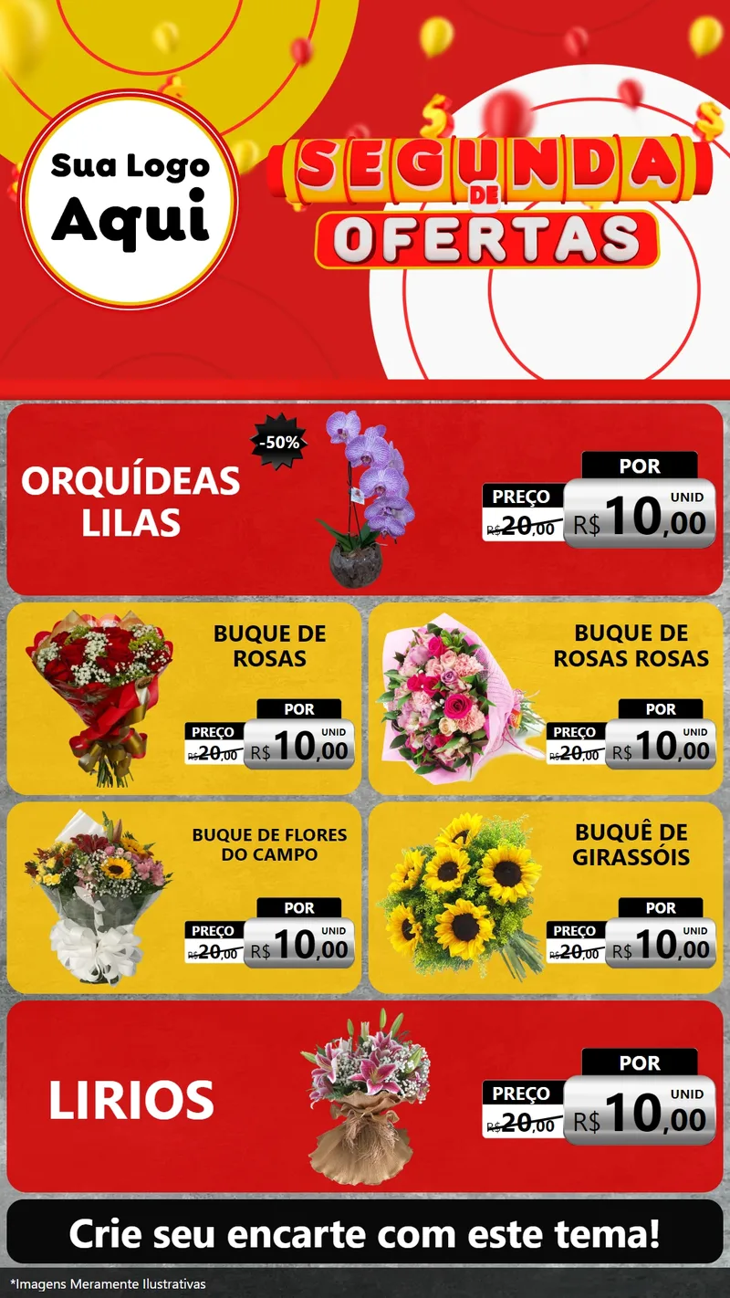 Modelo de TV para TV Vertical com o tema Segunda de Ofertas para Floricultura e jardim