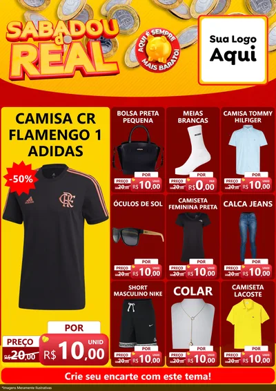 Modelo de Encarte para Encarte A4 Vertical com o tema Sabadou do Real para Roupas e acessórios