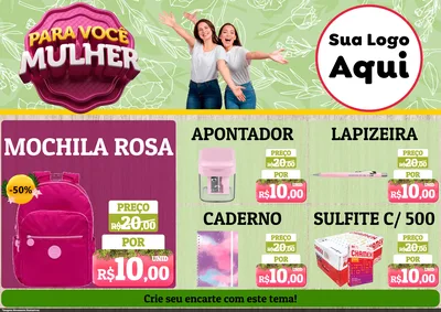Modelo de Encarte para Encarte A4 Horizontal com o tema Para Você Mulher para Papelaria