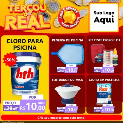 Modelo de Rede Social para Feed Facebook com o tema Terçou do Real para Produtos para Piscina