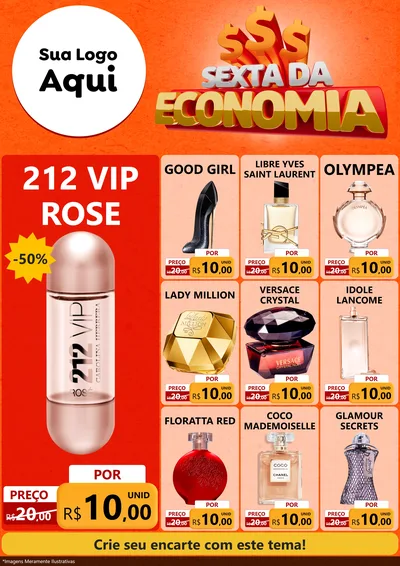 Modelo de Encarte para Encarte A4 Vertical com o tema Sexta da Economia para Perfumes