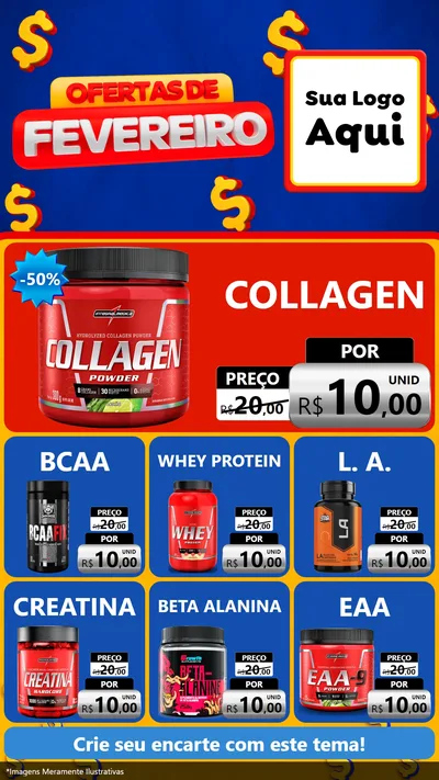 Modelo de Rede Social para Stories com o tema Ofertas de Fevereiro para Suplementos alimentares