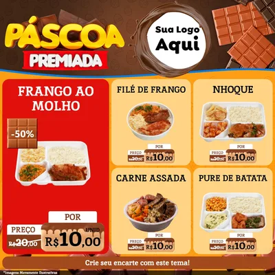 Modelo de Rede Social para Feed Facebook com o tema Páscoa Premiada para Restaurante