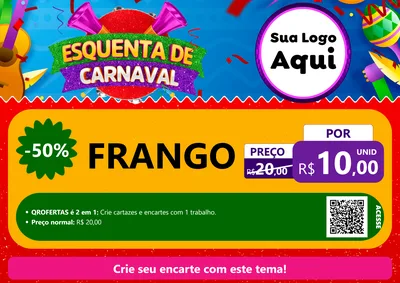 Modelo de Cartaz para Cartaz A4 Horizontal com o tema Esquenta de Carnaval para Assados