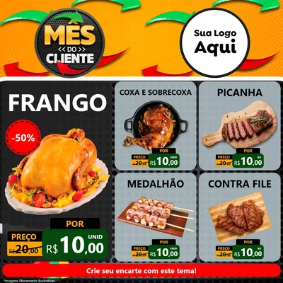 Modelo de Rede Social para Feed Facebook com o tema Mês do Cliente para Assados