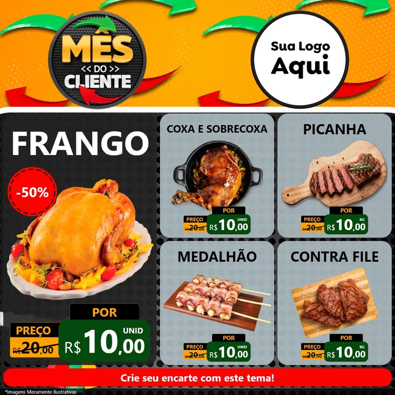 Modelo de Rede Social para Feed Facebook com o tema Mês do Cliente para Assados