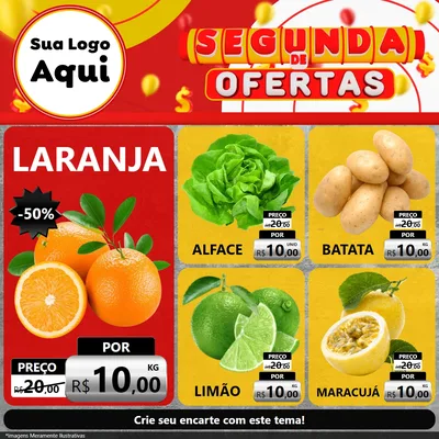 Modelo de Rede Social para Feed Facebook com o tema Segunda de Ofertas para Hortifrúti