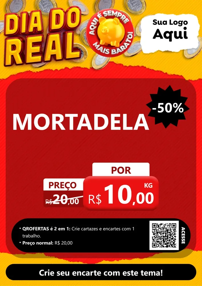 Modelo de Cartaz para Cartaz A4 Vertical com o tema Dia Do Real para Frios e Laticínios