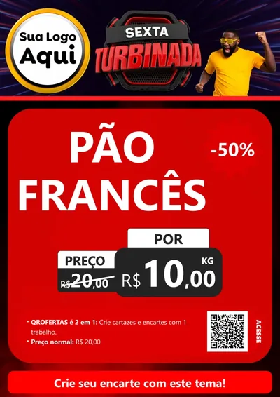 Modelo de Cartaz para Cartaz A4 Vertical com o tema Sexta Turbinada para Padaria