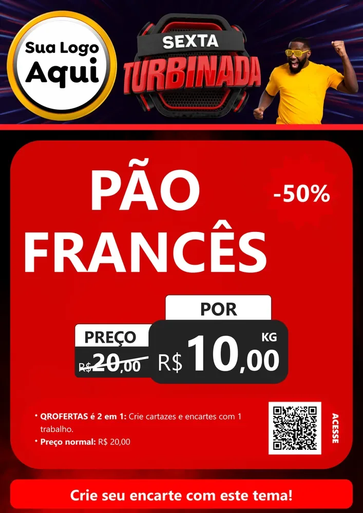 Modelo de Cartaz para Cartaz A4 Vertical com o tema Sexta Turbinada para Padaria