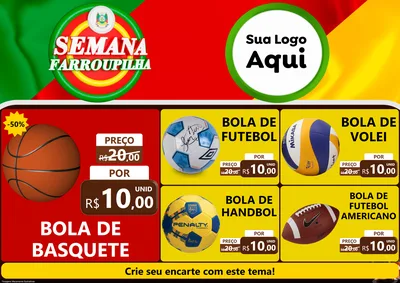 Modelo de Encarte para Encarte A4 Horizontal com o tema Semana Farroupilha para Artigos Esportivos