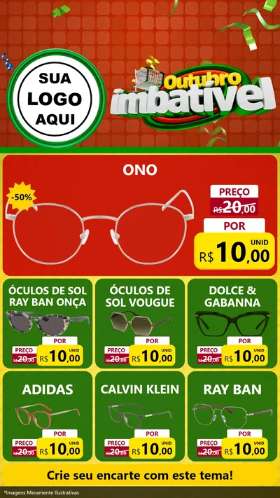 Modelo de Rede Social para Stories com o tema Outubro Imbatível para Óticas