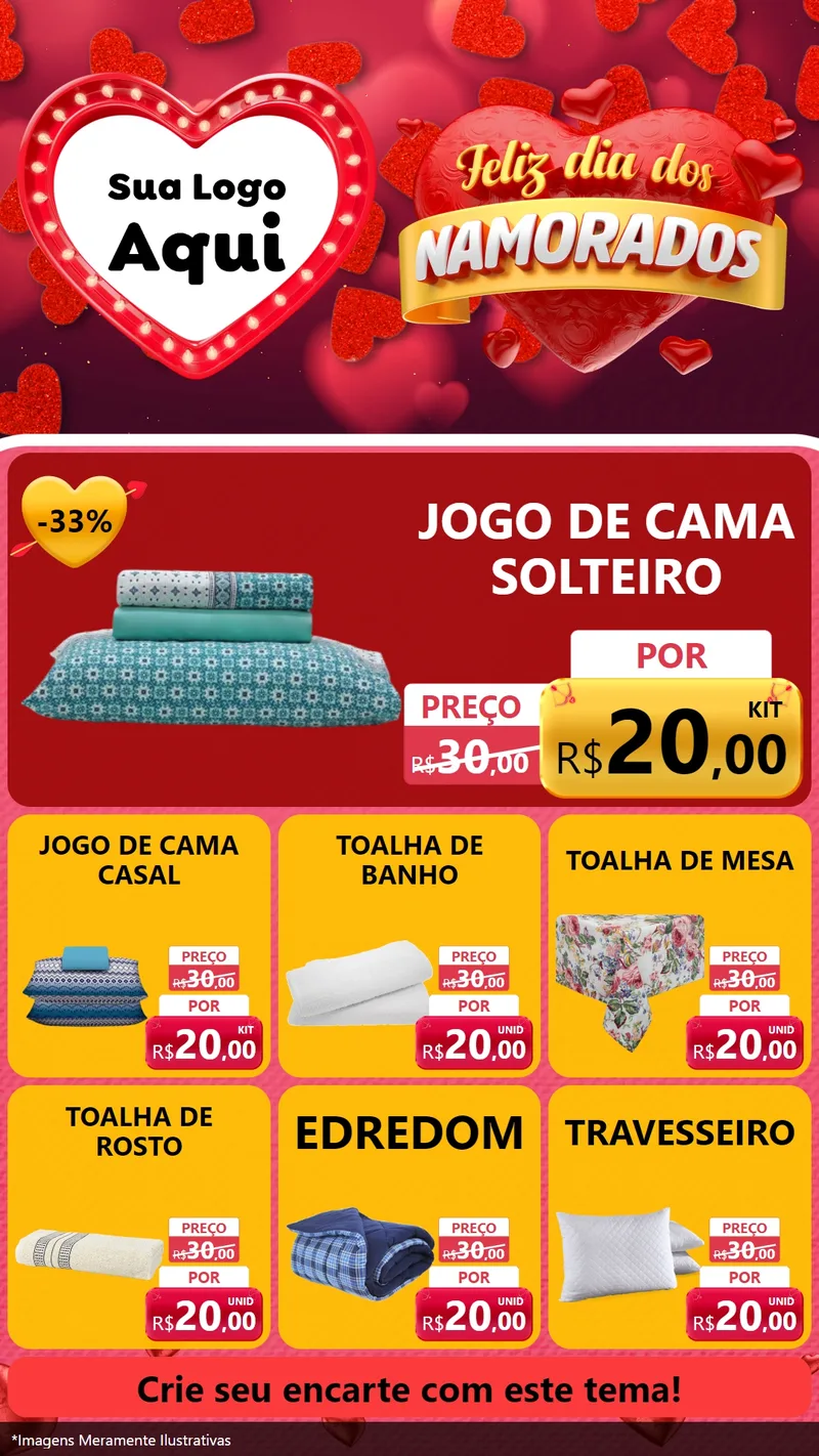 Modelo de Rede Social para Stories com o tema Feliz Dia Dos Namorados para Cama, Mesa e Banho