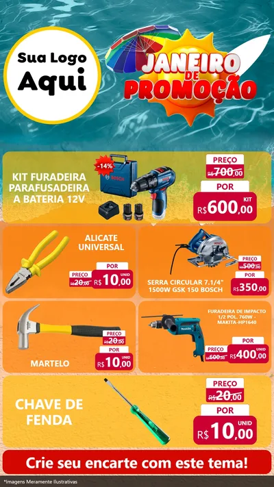Modelo de TV para TV Vertical com o tema Janeiro de Promoção para Maquinas e Ferramentas
