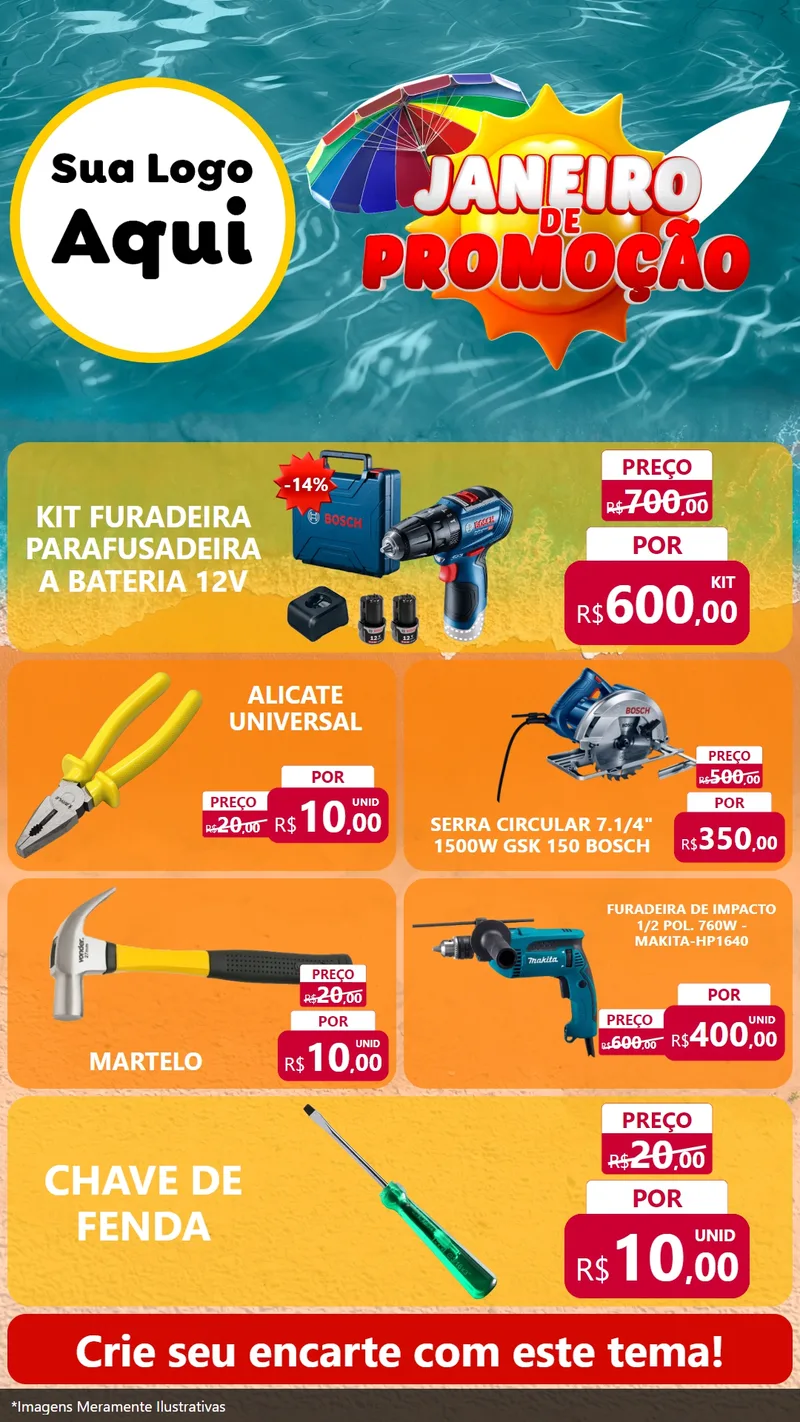 Modelo de TV para TV Vertical com o tema Janeiro de Promoção para Maquinas e Ferramentas